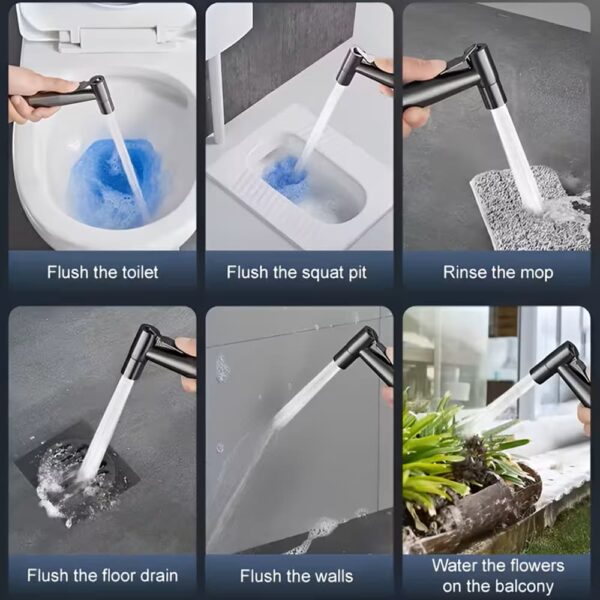 Ducha de Mano Bidé Color Gris Cepillado Brillante