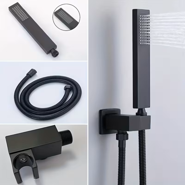 Sistema de Ducha Metálica Cuadrada color Negro