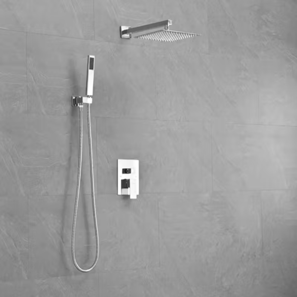 Sistema de Ducha Metálica Cuadrada color Cromo Cepillado