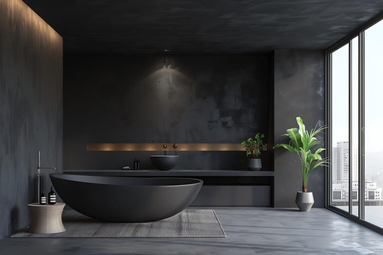 Baño combinación de grises.