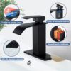 Grifo Mezclador de Agua Fría y Caliente con placa cubre orificios Negro