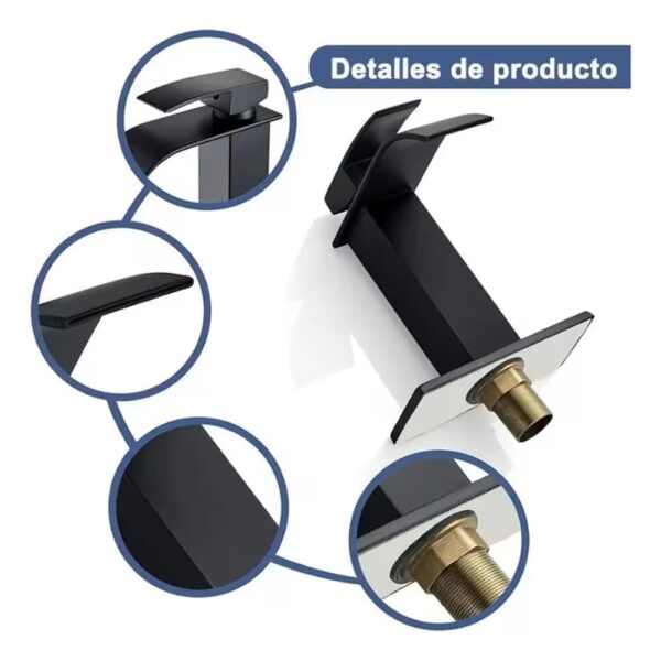 Grifo Mezclador de Agua Fría y Caliente con placa cubre orificios Negro